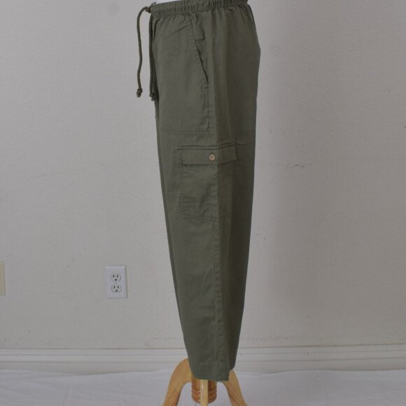 Womens Roxy Cotton Green‎ Pants Drawstring Waist Size S - Picture 2 of 10